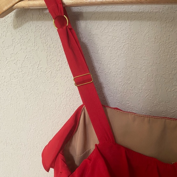FOR LOVE & LEMONS Chianti Tank Dress red and black ruffle silk blend romantic M - Picture 8 of 10